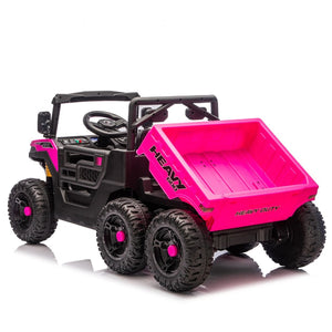 English Elm 24v 400w Six Wheel Kids Electric Dump Truck 4wd Remote Control Ride on Toy Pink W1578P353181