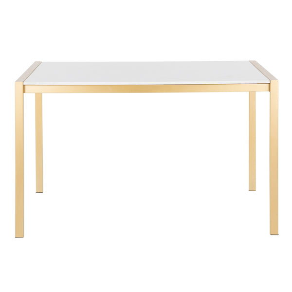 English Elm Fuji Gold-Marble Dining Table by Lumisource — Modern Glam 52" Marble Top, Sturdy Metal Base, Seats 6 B202P223347