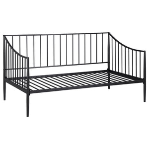 English Elm Jeremy Matte Black Twin Daybed Frame – Powder-Coated Metal, Slim Airy Profile, Sloping Sides & Tapered Posts (Ideal for Kids, Office, Multifunctional Spaces) B062S01354