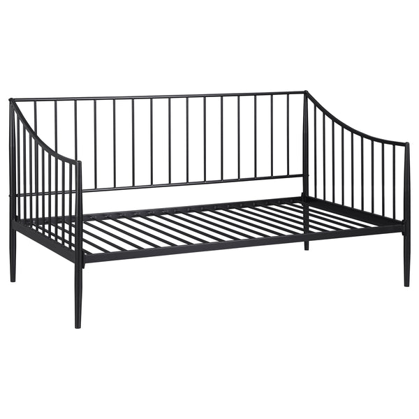 English Elm Jeremy Matte Black Twin Daybed Frame – Powder-Coated Metal, Slim Airy Profile, Sloping Sides & Tapered Posts (Ideal for Kids, Office, Multifunctional Spaces) B062S01354