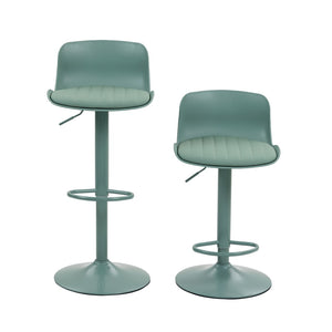 English Elm Bar Stools Set of 2 Adjustable Swivel Pu Leather Kitchen Island Seating with Back Mint Green W676P358684