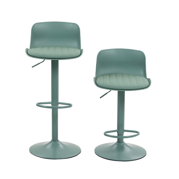 English Elm Bar Stools Set of 2 Adjustable Swivel Pu Leather Kitchen Island Seating with Back Mint Green W676P358684