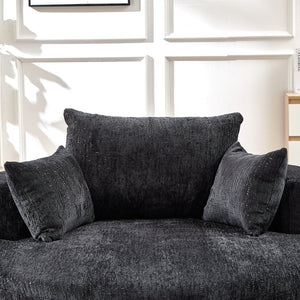 English Elm 55'l Chenille Lounge Chair Fluffy Pillow Back Sleeper for Living Room or Bedroom W834P431153