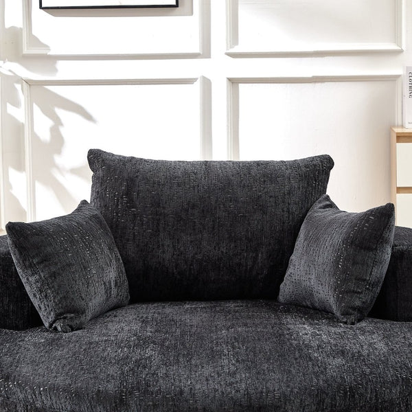 English Elm 55'l Chenille Lounge Chair Fluffy Pillow Back Sleeper for Living Room or Bedroom W834P431153