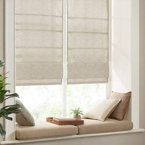 English Elm Printed Faux Silk Room Darkening Cordless Roman Shade with Thermal Foam Backing, OEKO-TEX Certified Elegance Ivory 5.05 L x 11.42 W x 7.48 H B03598301