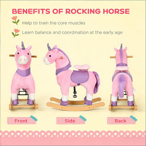 English Elm Soft Plush Unicorn Ride on Toy Pedal Powered Rolling Animal for Kids Bedroom T3971P442215