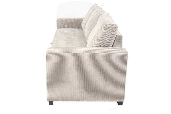 English Elm Convertible Sofa with Corduroy Upholstery, Low-Profile Legs and Pull-Out Bed for Compact Living Ivory 73 L x 34 W x 23 H B089P240492