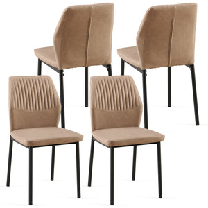 English Elm Beige PU Leather Dining Chairs Set of 4 – Modern Armless Faux Leather Side Chairs with Metal Legs, Comfortable Upholstered Seating for Kitchen, Dining, Office (4 Pack) W1164P195157