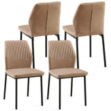 English Elm Beige Pu Leather Dining Chairs Set Of 4 Faux Leather Dining Chairs Living Room Chair Modern Kitchen Armless Side Chair With Metal Legs(Set Of 4)