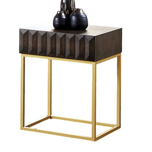 English Elm Contemporary Round Mid‑Century Accent Side Table with Tapered Legs, Solid Wood Build and Compact Design Gold,Walnut 23 L x 22 W x 10 H B2741P359685