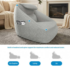 English Elm One Size Cloud Inflatable Ergonomic Couch with Headrest Five Chamber Portable Seat Grey B035P408428