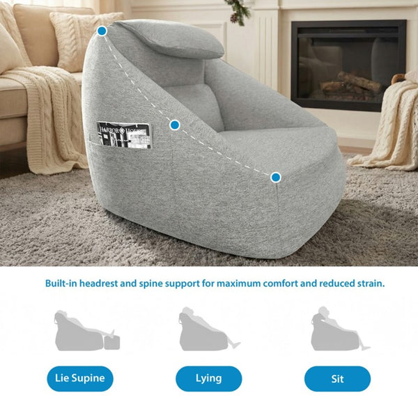 English Elm One Size Cloud Inflatable Ergonomic Couch with Headrest Five Chamber Portable Seat Grey B035P408428