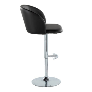 English Elm Adjustable Swivel Barstools with Chrome Base and Faux Leather Seats for Kitchen or Bar Set of 2 B202S01970