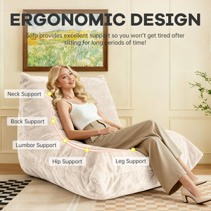 English Elm Ftmmc-lanse Chenille Bean Bag Chair Full Body Support for Reading and Media Rooms White W3737P458670