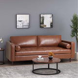 Christopher Knight Home® - Noble House - - Mirod Comfy 3-Seat Sofa With Wooden Legs, Pu, For Living Room And Study