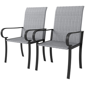 English Elm Outsunny 2 Piece Outdoor Pe Rattan High Back Armchairs with Deep Seat Patio Set W2225P485557