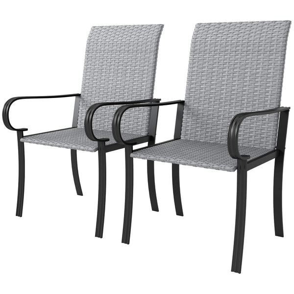 English Elm Outsunny 2 Piece Outdoor Pe Rattan High Back Armchairs with Deep Seat Patio Set W2225P485557