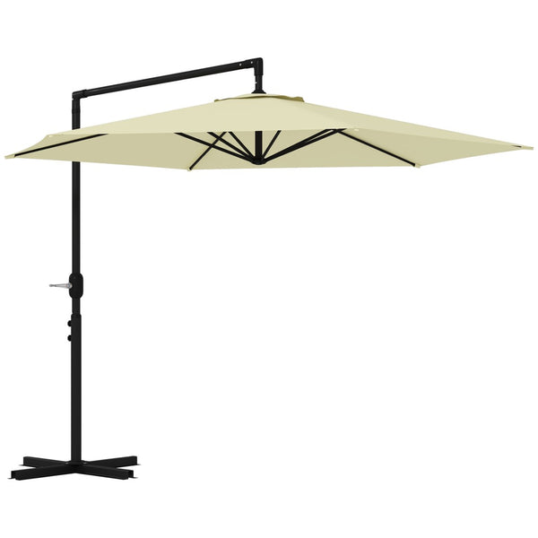 English Elm Outsunny 9.5Ft Cantilever Patio Umbrella With Crank - Stylish, Durable & Versatile Outdoor Shade Solution W2225P174158-GIGA