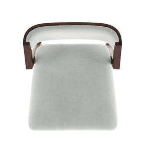 English Elm Patricia Velvet Upholstered Barstool with Dark Walnut Frame, Gold Footrest Accent, Commercial Grade White B365P398048