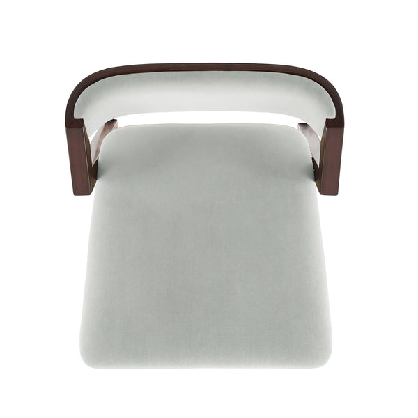 English Elm Patricia Velvet Upholstered Barstool with Dark Walnut Frame, Gold Footrest Accent, Commercial Grade White B365P398048