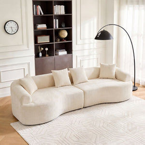 English Elm Curved Chenille Modular Sectional Sofa Boneless High-density Foam for Apartment Living White W3728S00007