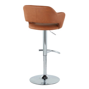 English Elm Margarite Adjustable Barstool Set Of 2 - Stylish Chrome And Brown Faux Leather With 360° Swivel B202S00968