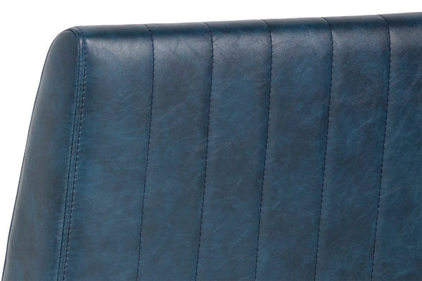 Sunpan Halden Dining Chair Set of 2 – Urban Style with Bold Stitching and Rustic Bronze Steel Frame Vintage Blue