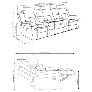 English Elm Divine Three Seat Reclining Home Theater Set with Memory Foam and Storage Consoles B062S01794