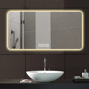 English Elm 28*60in Frameless Led Backlit Bathroom Mirror Dimmable Vanity with Defogging Touch Control W2071P248500