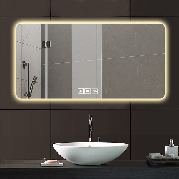 English Elm 28*60in Frameless Led Backlit Bathroom Mirror Dimmable Vanity with Defogging Touch Control W2071P248500