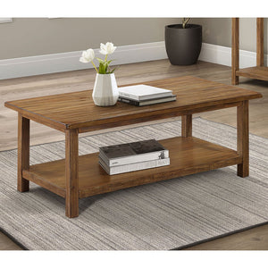 English Elm Castleton Rustic Brown Wood Coffee Table With Shelf - Stylish Centerpiece For Modern Or Farmhouse Decor B062P375516