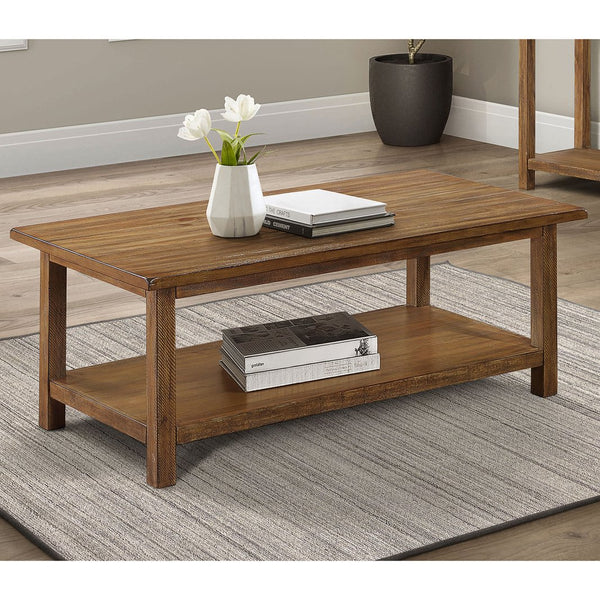 English Elm Castleton Rustic Brown Wood Coffee Table With Shelf - Stylish Centerpiece For Modern Or Farmhouse Decor B062P375516