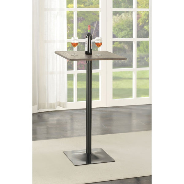 English Elm Staccato Bamboo Pub Table with Dark Elm Finish and Matte Black Pedestal Base B062P441014