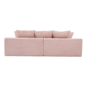 English Elm Oversized Corduroy Cloud Couch Convertible Sleeper Sofa with Memory Foam Seating Pink W395S00121
