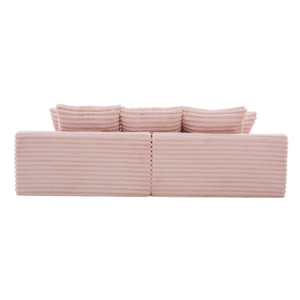English Elm Oversized Corduroy Cloud Couch Convertible Sleeper Sofa with Memory Foam Seating Pink W395S00121
