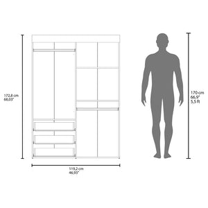 English Elm Mobile Velvet Armoire with 4 Doors, 3 Drawers & Shelves—Space-Saving White Closet Organizer, Durable Engineered Wood B092S00283