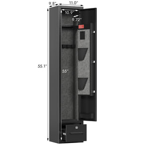 English Elm 4 Rifle Safe 4-Gun Capacity Black Steel with Digital Lock, Removable Shelf, LED Light & Drawer W396P271351