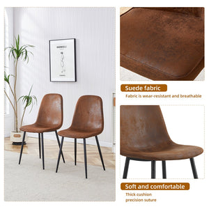 English Elm A set of 4 modern medieval restaurant cushioned side chairs with brown techno-fabric seats & black metal legs, ergonomic comfort and easy assembly (W115149079) W1151P306740