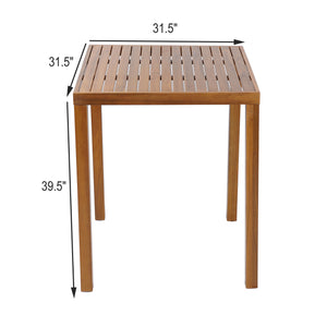 English Elm Christopher Knight Home® - Outdoor Acacia Wood Bar Table with Slatted Top and Tapered Legs, Weather-Resistant Hardwood Design Teak 43 L x 35.5 W x 7 H N776P285371T