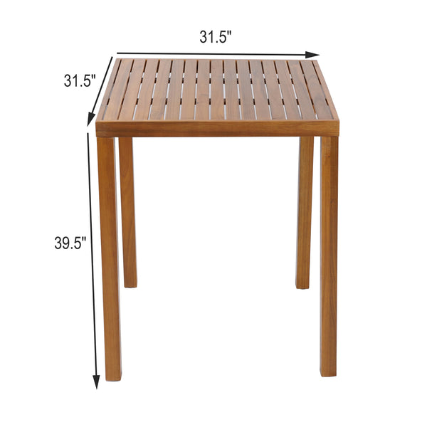English Elm Christopher Knight Home® - Outdoor Acacia Wood Bar Table with Slatted Top and Tapered Legs, Weather-Resistant Hardwood Design Teak 43 L x 35.5 W x 7 H N776P285371T