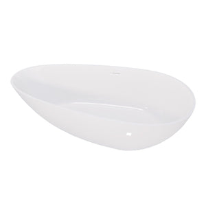 English Elm 60" Oval Acrylic Freestanding Soaking Tub Glossy White Spa Bath with Pop-up Drain Glossy White W1920P389661