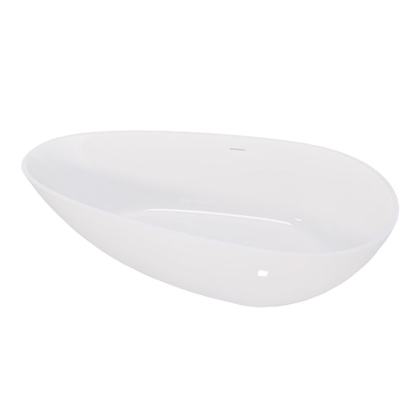 English Elm 60" Oval Acrylic Freestanding Soaking Tub Glossy White Spa Bath with Pop-up Drain Glossy White W1920P389661