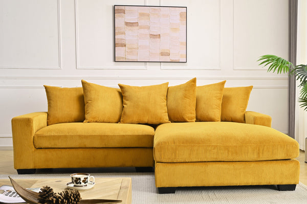 English Elm Luxe Oversized L-Shaped Sectional Sofa With Chaise - Cozy Ginger Corduroy For Modern Living Rooms B2735S00012