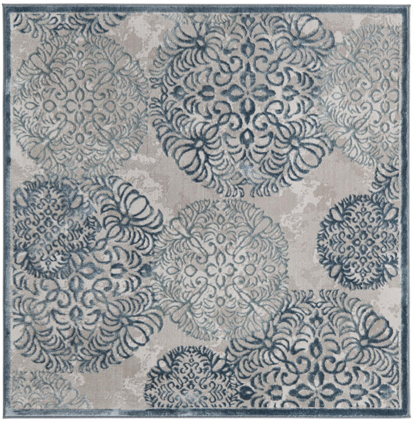 Unique Loom Aberdeen Chatsworth Machine Made Polka Dots Rug Blue, Beige/Light Blue 5' 3" x 5' 3"