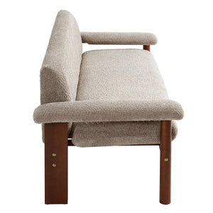 English Elm Modern Berber Fleece 2 Seat Loveseat Rubberwood Base Plush Armrest Couch for Apartments Brown N763S000050D