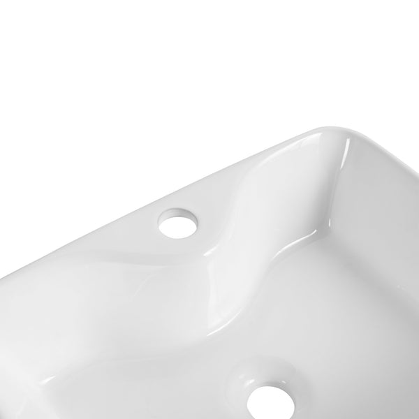English Elm Ceramic Above-Counter Rectangular Bathroom Sink Basin - Modern Art Design, Glossy White Finish W999P363286