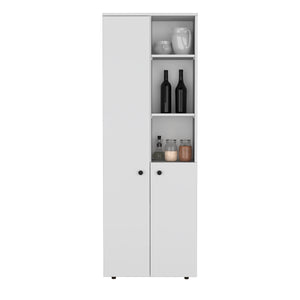 English Elm Riner 67" Tall White Pantry Cabinet with 5-Tier Shelves, 2 Doors, Durable Engineered Wood Design B097P199734