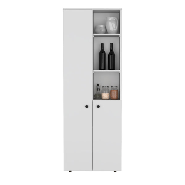 English Elm Riner 67" Tall White Pantry Cabinet with 5-Tier Shelves, 2 Doors, Durable Engineered Wood Design B097P199734