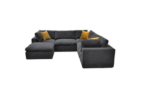 English Elm Coffee Bean Basket Weave Modular Sectional Foam Compressed with Toss Pillows Included Dark Gray B2748S00080