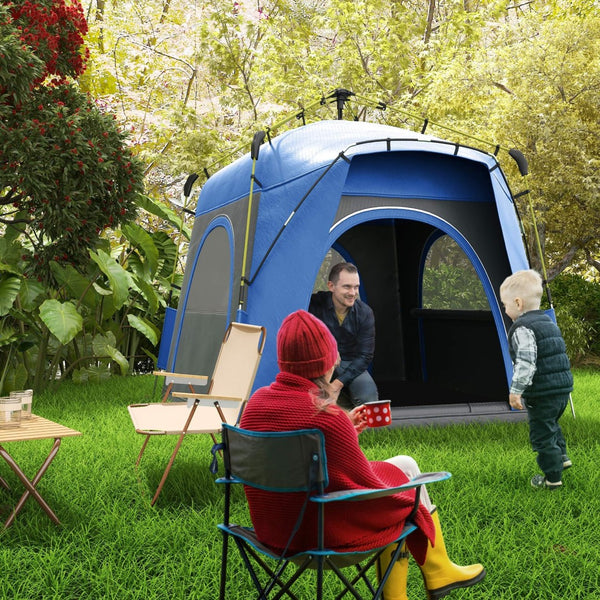 English Elm Outsunny 4 Person Hydraulic Pop up Camping Tent with Ventilated Windows Carry Bag W2225P229407